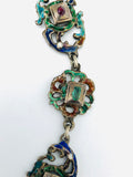 Antique Austro Hungarian Renaissance Silver Enamel Emerald Ruby Pearl Necklace