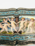 Antique Enameled 800 Silver Cherubs Angels Box