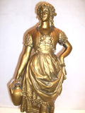 Victorian Gilt Spelter Milkmaid Statue