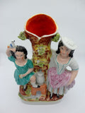 Antique Staffordshire Girls At The Well Spill Vase