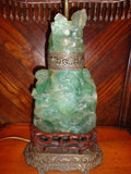 Antique Chinese Hand Carved Jade Lamp