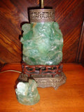 Antique Chinese Hand Carved Jade Lamp