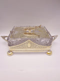 Antique English Crystal Silver Plate Sardine Dish