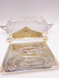 Antique English Crystal Silver Plate Sardine Dish