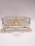 Antique English Crystal Silver Plate Sardine Dish