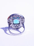 Art Deco Colombian Emerald Pave Platinum Diamond Ring