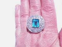 Art Deco Colombian Emerald Pave Platinum Diamond Ring