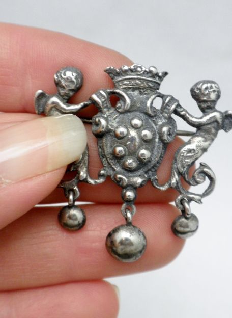 Broche Vintage En Argent 800 - Blason Oriental - Occasion