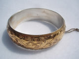 Engraved Foliate Sterling Gold Clad Bracelet