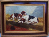 Large Three Fox Hunt Hounds Oil Painting