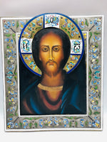 Antique Russian Enameled Christ Icon