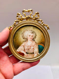 Antique French Ormolu Hand Painted Portrait Miniature Signed