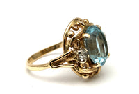 14K Aquamarine & Diamond Ring