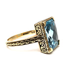 English Antique Cushion Cut Blue Topaz Ring