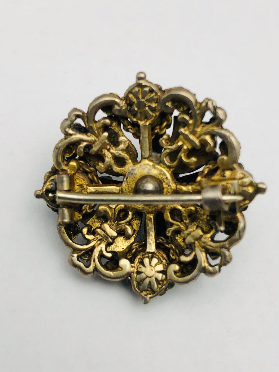 Victorian antique gold and garnet pin brooch (item #1421542)