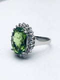 Peridot & Diamond Platinum Cocktail Ring
