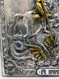 Antique Russian Icon Silver Saint George & the Dragon