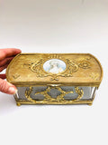 Antique French Crystal Ormolu Casket Jewel Box Marquis de Montesson