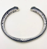 Sterling Silver Garnet Bali Clamper Hinged Cuff Bracelet