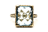 English Antique Cushion Cut Blue Topaz Ring