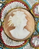 Antique Italian Shell Cameo Micro Mosaic Victorian Belt Buckle