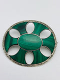 Scottish Sterling Pebble Brooch Malachite