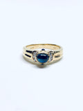 Cabochon Sapphire & Diamond Ring 14K