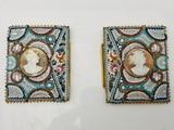 Antique Italian Shell Cameo Micro Mosaic Victorian Belt Buckle