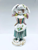 Antique Meissen Porcelain Flower Girl Figurine