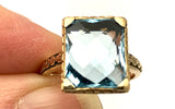 English Antique Cushion Cut Blue Topaz Ring