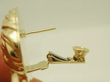 Bassani Designer Lion Earrings 14K Gold Italy