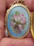 14K Rose and Yellow Gold Antique Locket Handpainted