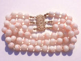 Pink Coral 14K YG Three Strand Bracelet