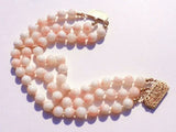 Pink Coral 14K YG Three Strand Bracelet