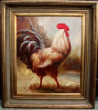 Handpainted Rooster Oil gold right