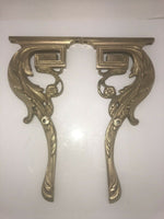 Antique Pair Heavy Cast French Ormolu Bronze 12” Shelf Brackets Regency Signed