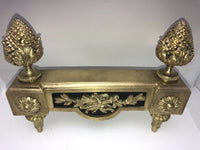 Antique French Early Louis XVI Empire Bronze Dore Fireplace Andirons