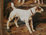 Oil On Canvas Terriers At the Door Stoop