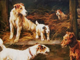 Oil On Canvas Terriers At the Door Stoop
