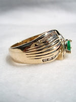 14k Emerald and Diamond Wrap Ring