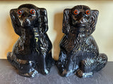 Antique English Staffordshire Jackfield Spaniel Dogs