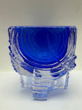 Michael Mikula Cubist Art Glass Cobalt Bowl Signed