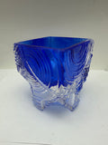 Michael Mikula Cubist Art Glass Cobalt Bowl Signed