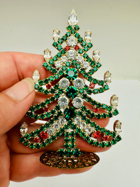 Vintage Czech Rhinestone Christmas Tree #334