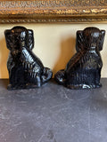Antique English Staffordshire Jackfield Spaniel Dogs