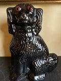Antique English Staffordshire Jackfield Spaniel Dogs