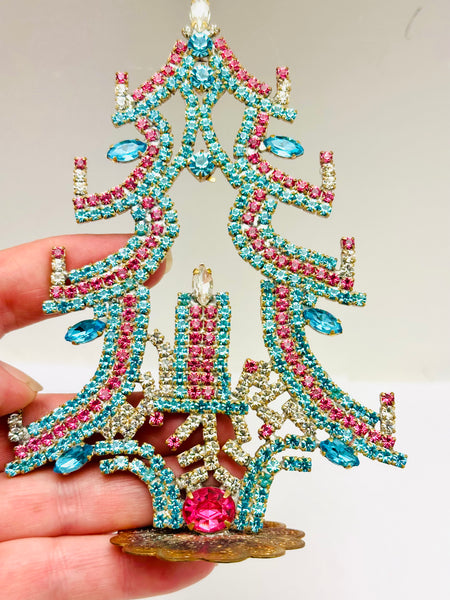 Vintage Czech Rhinestone Christmas Tree #337