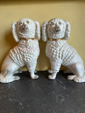 German Antique Porcelain Pair Poodle Figurines