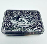 Antique Enameled Cherubs Grisaille 800 Continental Silver Box