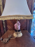 Chinese Rose Quartz Antique Lamp Bronze Base